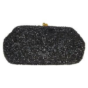 Vintage Sidney and Co Australia Black Beaded Starburst Kiss-Lock Purse Clutch